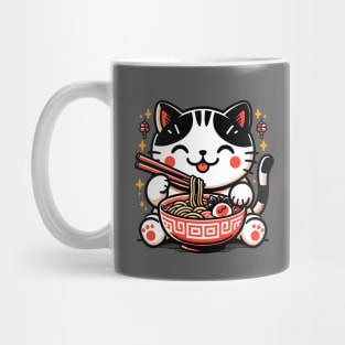 Cat's Ramen Feast: Chopstick Master in Kawaii World Mug